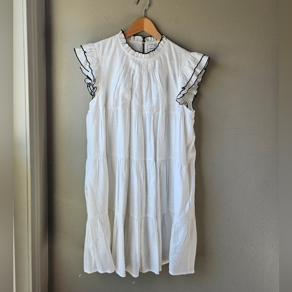 English Factory White Ruffle Swing Dress Large - Picture 1 of 9